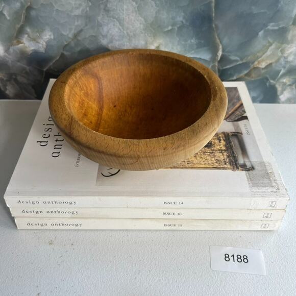 Thick Primitive Hand-Turned Wooden Dough Bowl Rustic Country Decor 7" - Picture 10 of 10